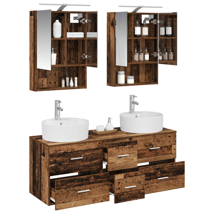 Set de mobilier pentru baie 5 pcs Lemn vechi WALTI