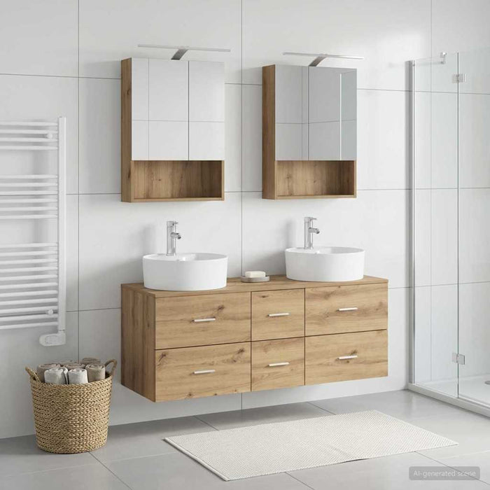 Set de mobilier pentru baie 5 buc. Stejar Artizanal WALTI