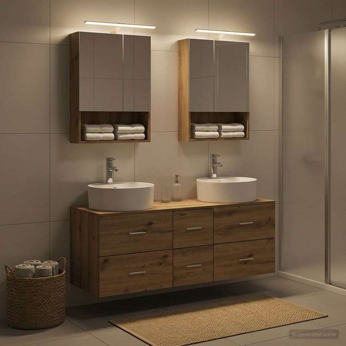 Set de mobilier pentru baie 5 buc. Stejar Artizanal WALTI