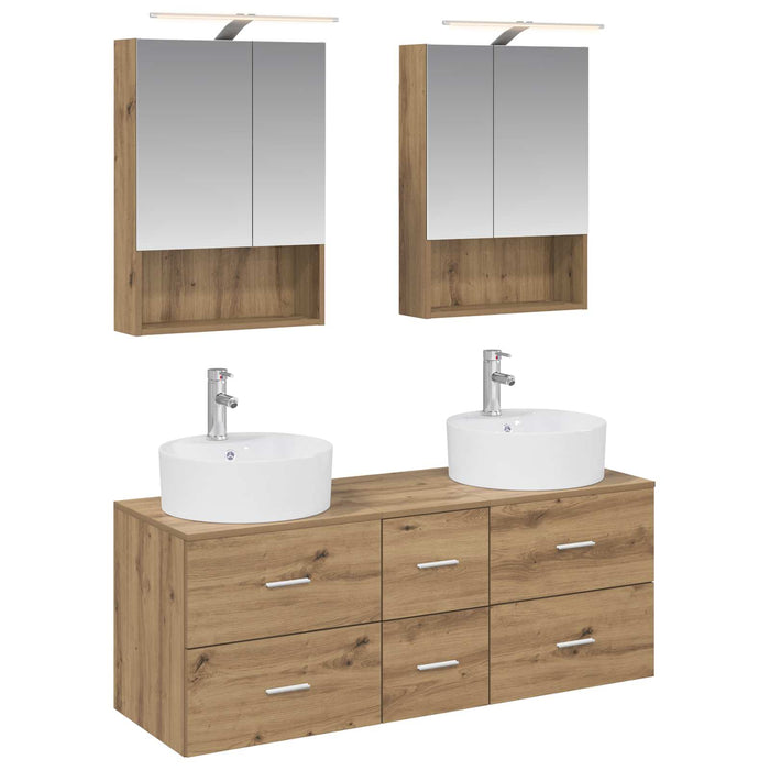 Set de mobilier pentru baie 5 pcs Stejar Artizanal WALTI