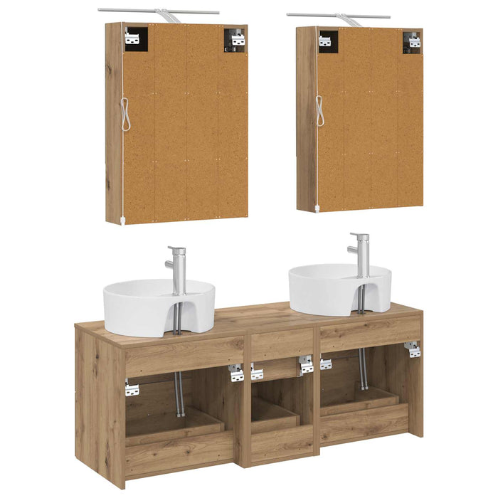 Set de mobilier pentru baie 5 pcs Stejar Artizanal WALTI