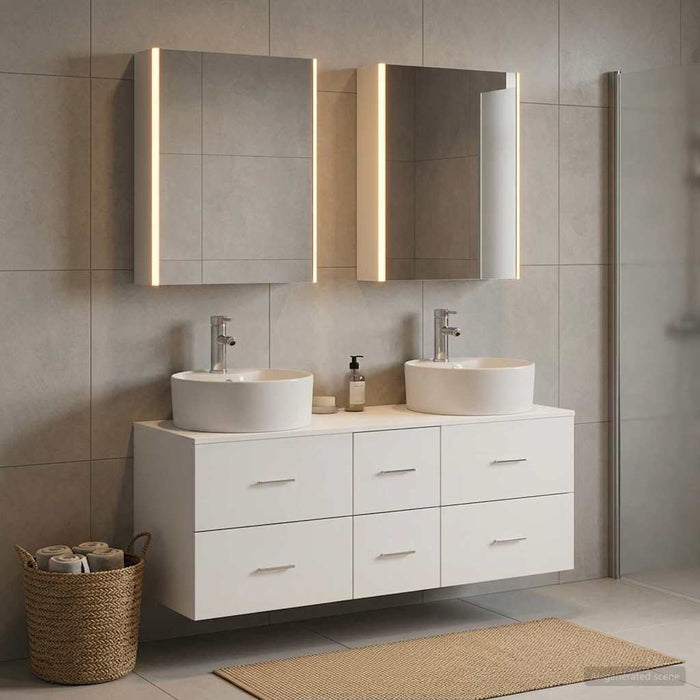 Set de mobilier pentru baie 5 buc. Alb Lemn prelucrat și sticlă WALTI