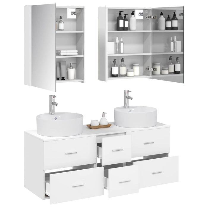 Set de mobilier pentru baie 5 pcs Alb Lemn prelucrat și sticlă WALTI