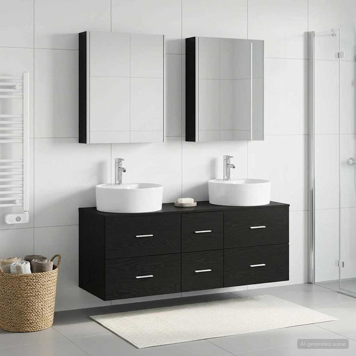 Set de mobilier pentru baie 5 buc. Stejar Negru - WALTI WALTI