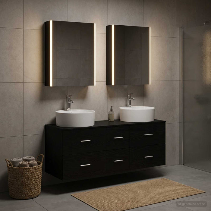 Set de mobilier pentru baie 5 buc. Stejar Negru - WALTI WALTI