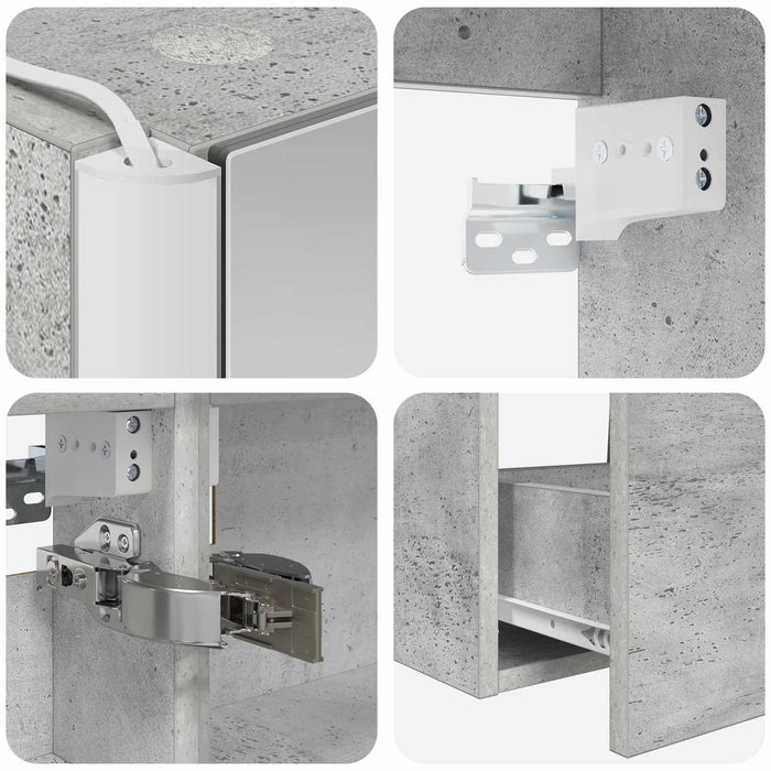 Set de mobilier pentru baie 5 pcs Gri Beton WALTI