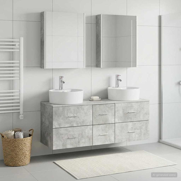 Set de mobilier pentru baie 5 pcs Gri Beton WALTI