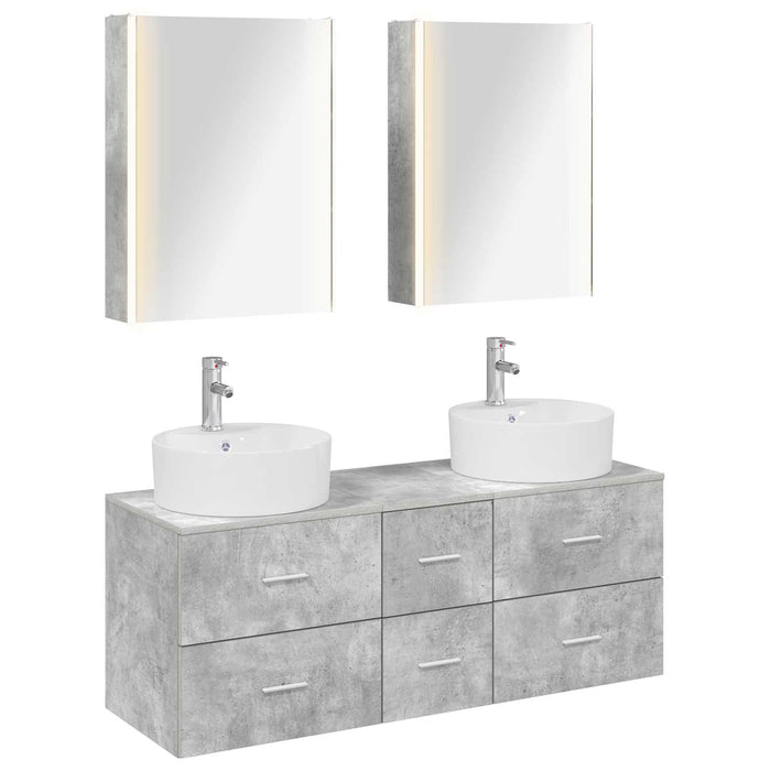 Set de mobilier pentru baie 5 pcs Gri Beton WALTI