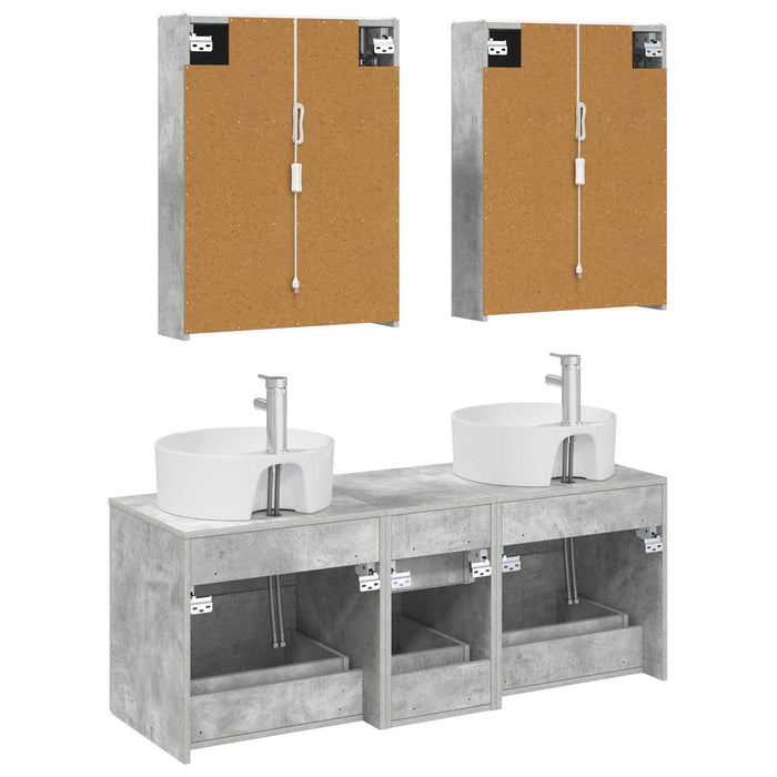 Set de mobilier pentru baie 5 pcs Gri Beton WALTI