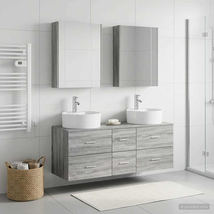 Set de mobilier pentru baie 5 buc. Sonoma gri WALTI