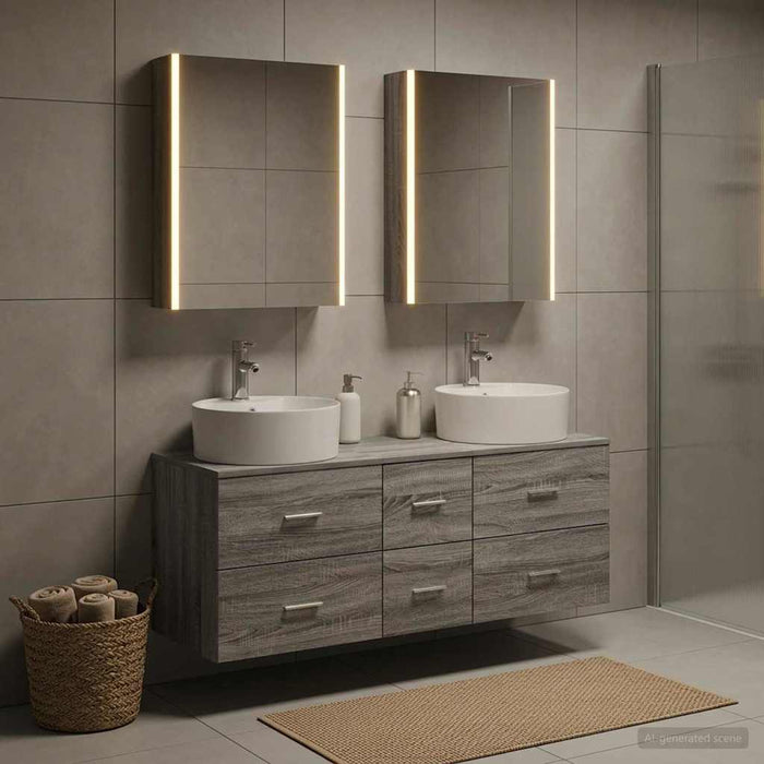 Set de mobilier pentru baie 5 buc. Sonoma gri WALTI