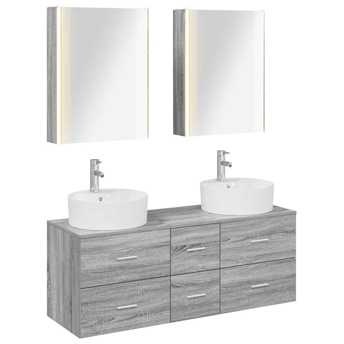 Set de mobilier pentru baie 5 pcs Sonoma gri WALTI