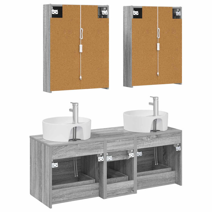 Set de mobilier pentru baie 5 pcs Sonoma gri WALTI