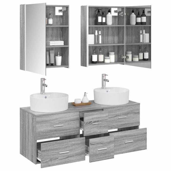 Set de mobilier pentru baie 5 pcs Sonoma gri WALTI