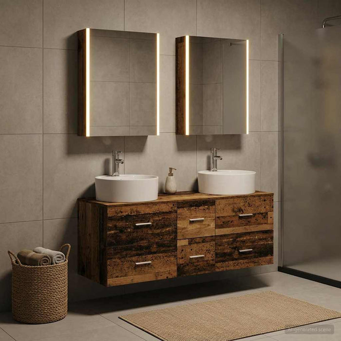 Set de mobilier pentru baie 5 buc. Lemn vechi WALTI