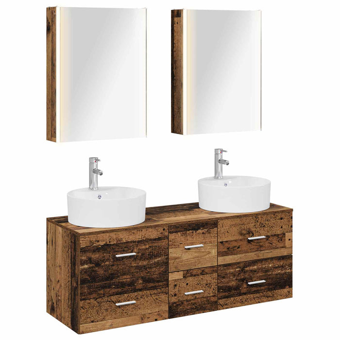 Set de mobilier pentru baie 5 pcs Lemn vechi WALTI