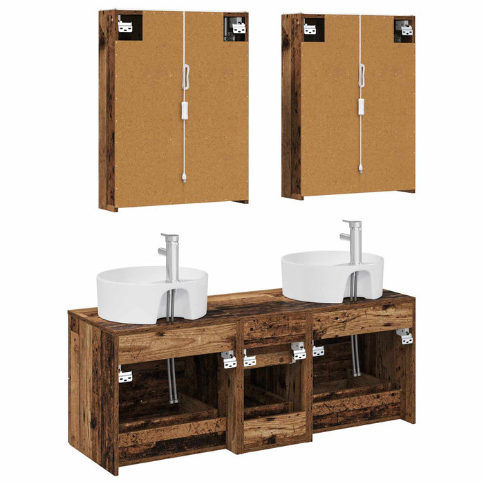 Set de mobilier pentru baie 5 pcs Lemn vechi WALTI
