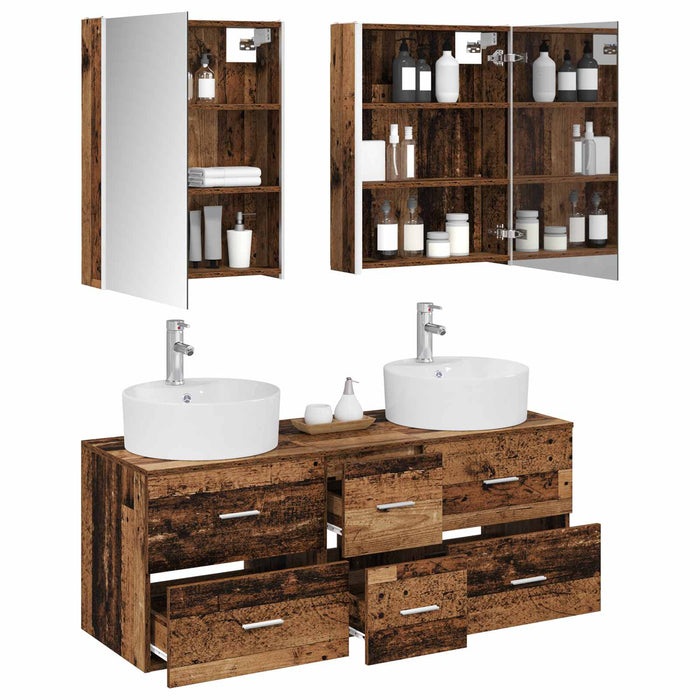 Set de mobilier pentru baie 5 pcs Lemn vechi WALTI