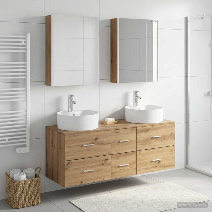 Set de mobilier pentru baie 5 buc. Stejar Artizanal WALTI