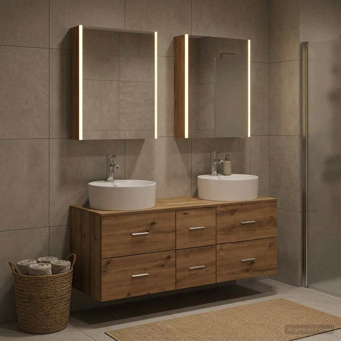 Set de mobilier pentru baie 5 buc. Stejar Artizanal WALTI