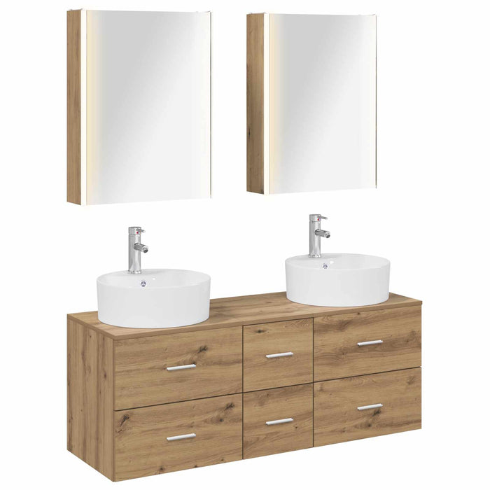 Set de mobilier pentru baie 5 pcs Stejar Artizanal WALTI