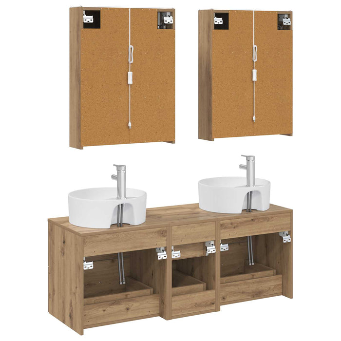 Set de mobilier pentru baie 5 pcs Stejar Artizanal WALTI
