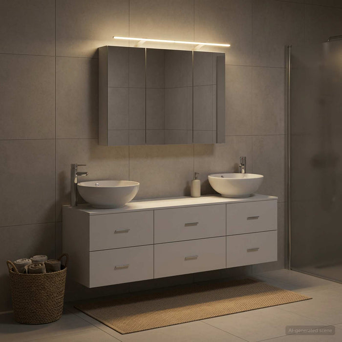 Set de mobilier pentru baie 4 buc. Alb Lemn prelucrat și sticlă WALTI