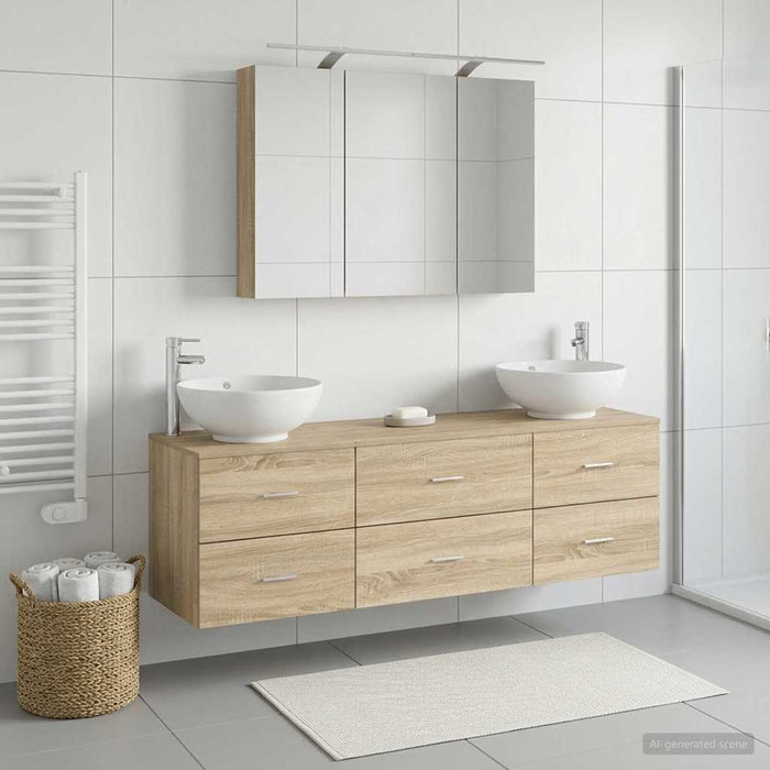 Set de mobilier pentru baie 4 pcs Stejar Sonoma WALTI