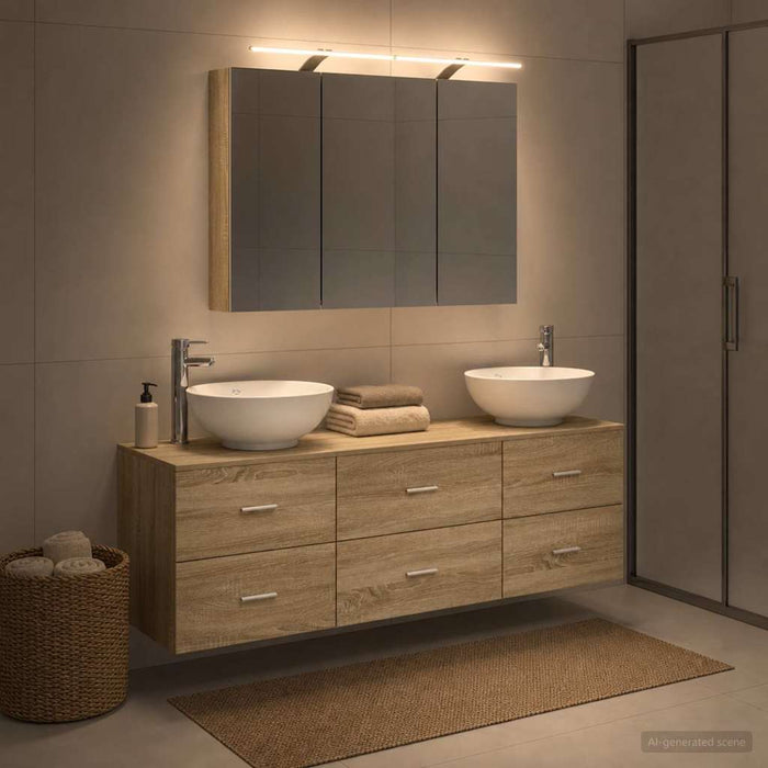 Set de mobilier pentru baie 4 pcs Stejar Sonoma WALTI