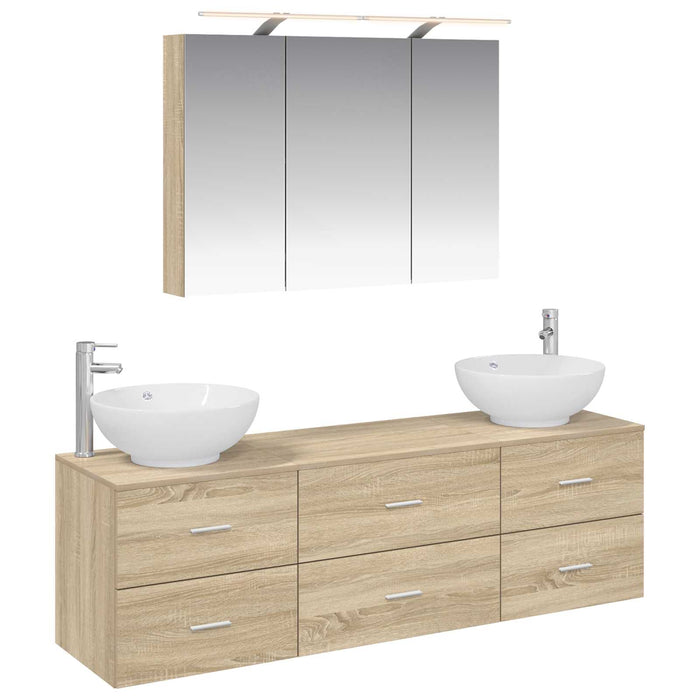 Set de mobilier pentru baie 4 pcs Stejar Sonoma WALTI