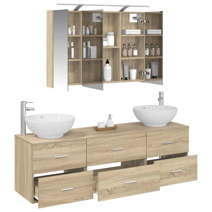 Set de mobilier pentru baie 4 pcs Stejar Sonoma WALTI