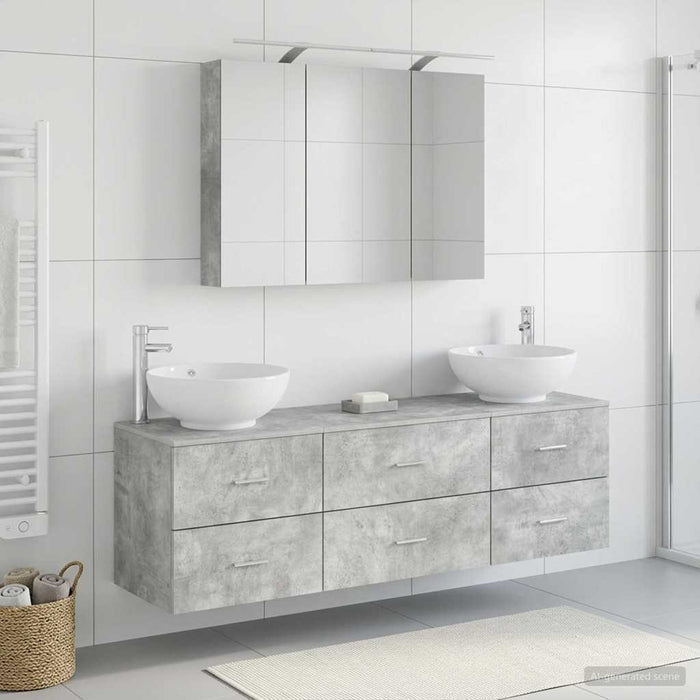 Set de mobilier pentru baie 4 pcs Gri Beton WALTI
