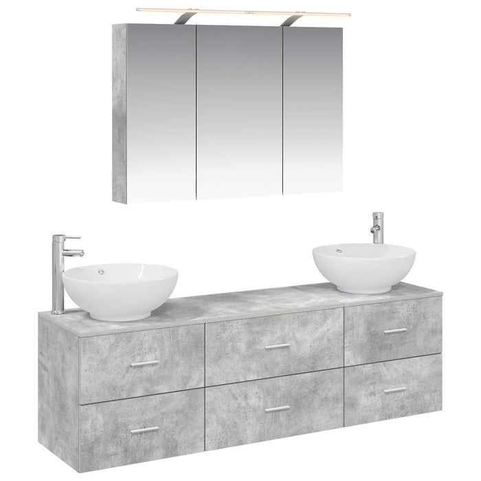 Set de mobilier pentru baie 4 pcs Gri Beton WALTI