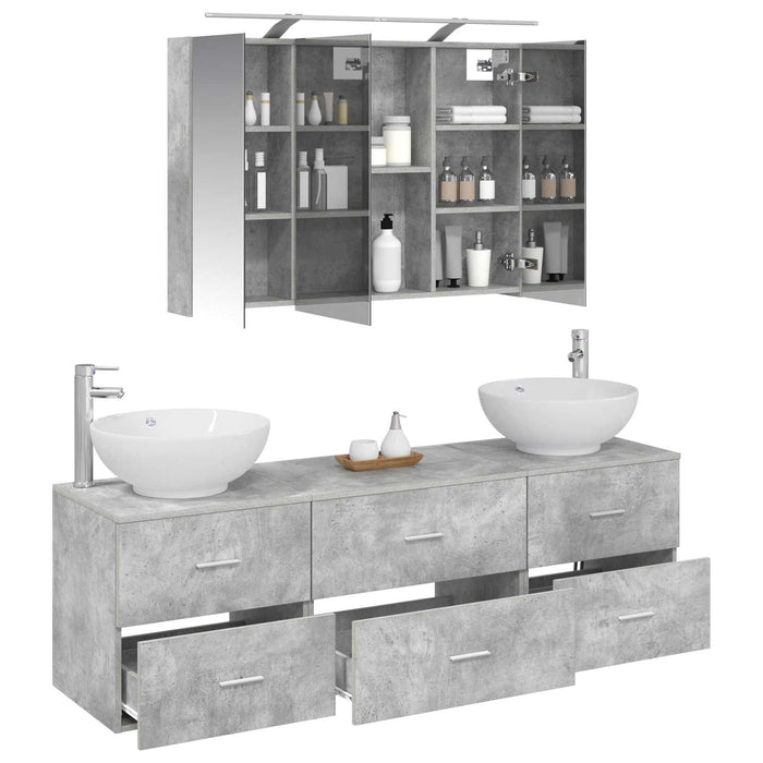 Set de mobilier pentru baie 4 pcs Gri Beton WALTI