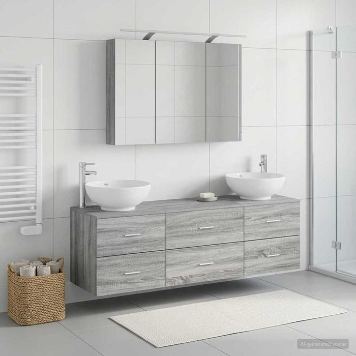 Set de mobilier pentru baie 4 pcs Sonoma gri WALTI