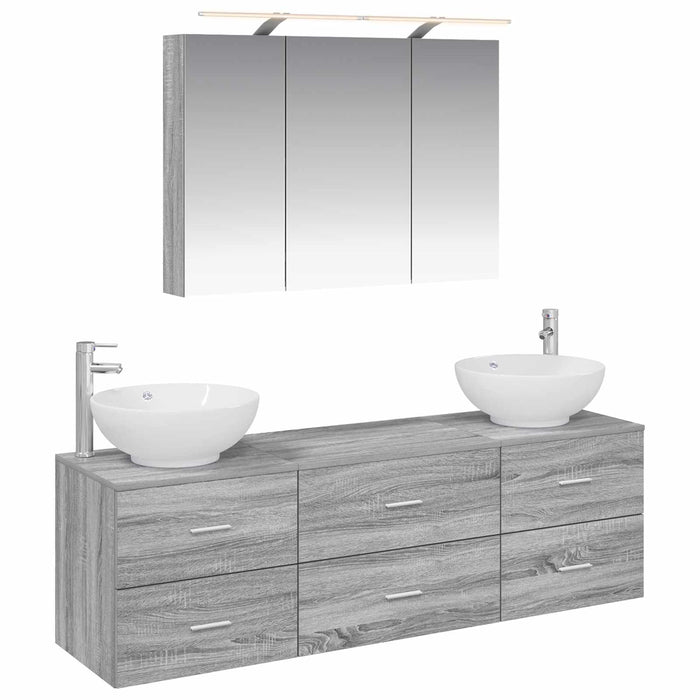 Set de mobilier pentru baie 4 pcs Sonoma gri WALTI