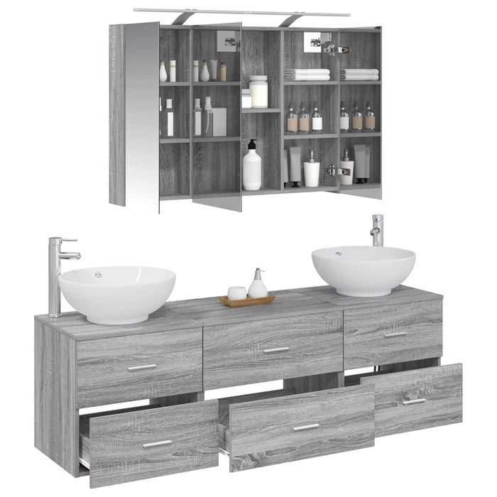 Set de mobilier pentru baie 4 pcs Sonoma gri WALTI