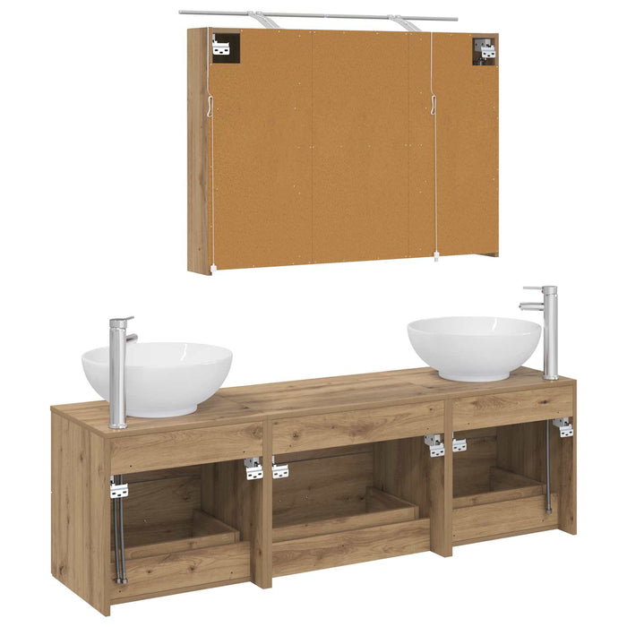 Set de mobilier pentru baie 4 pcs Stejar Artizanal WALTI