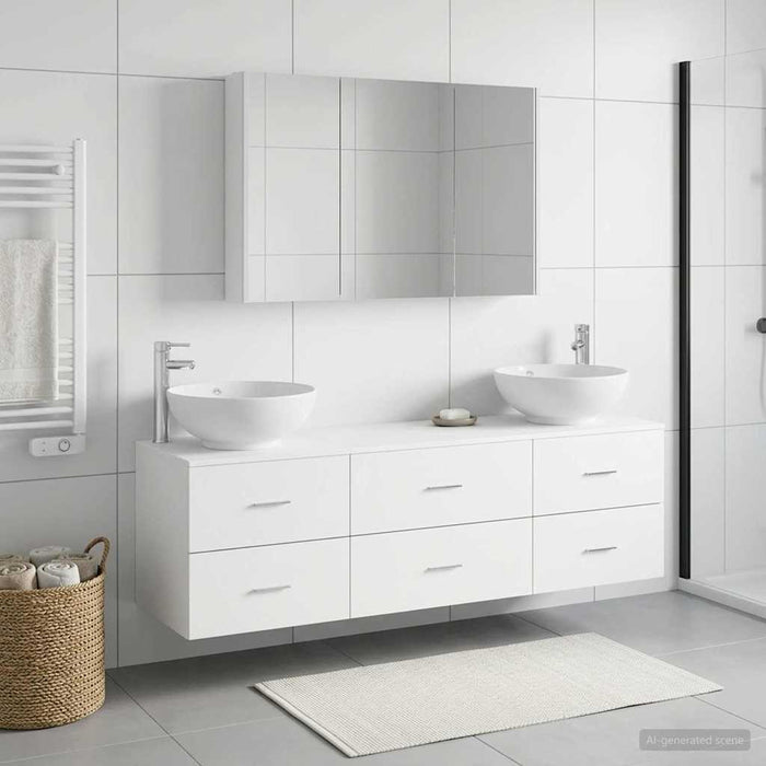 Set de mobilier pentru baie 4 buc. Alb Lemn prelucrat și sticlă WALTI