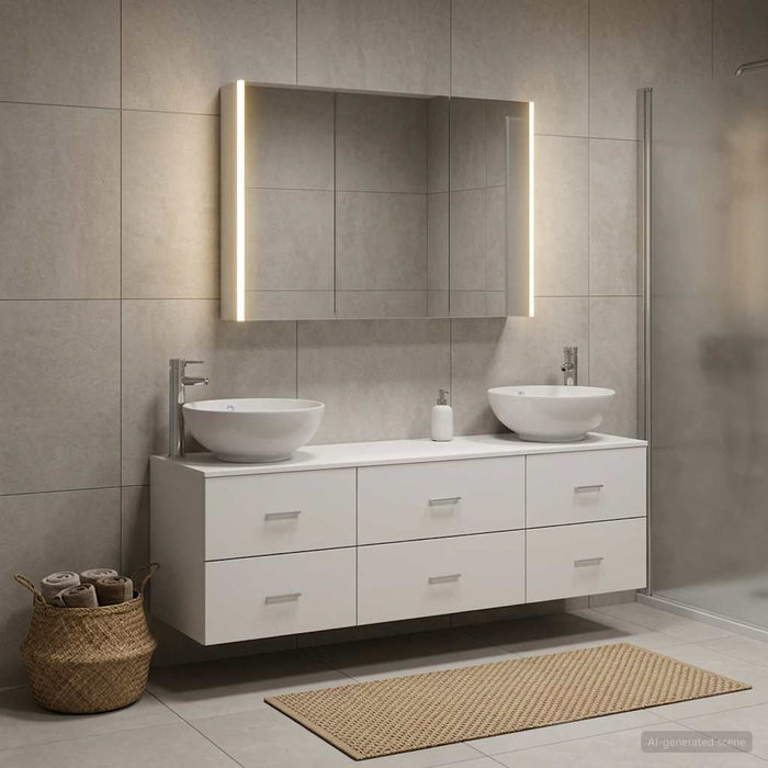 Set de mobilier pentru baie 4 buc. Alb Lemn prelucrat și sticlă WALTI