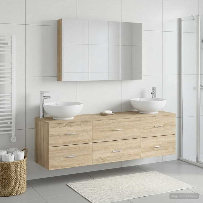 Set de mobilier pentru baie 4 buc. Stejar Sonoma WALTI