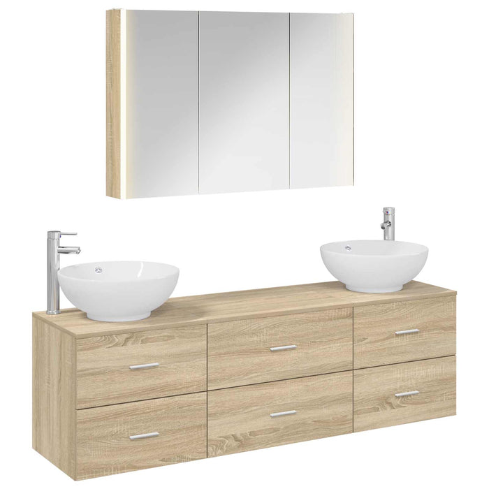 Set de mobilier pentru baie 4 pcs Stejar Sonoma WALTI