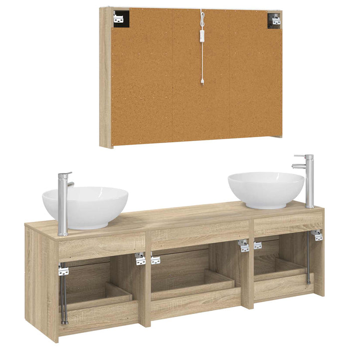 Set de mobilier pentru baie 4 pcs Stejar Sonoma WALTI