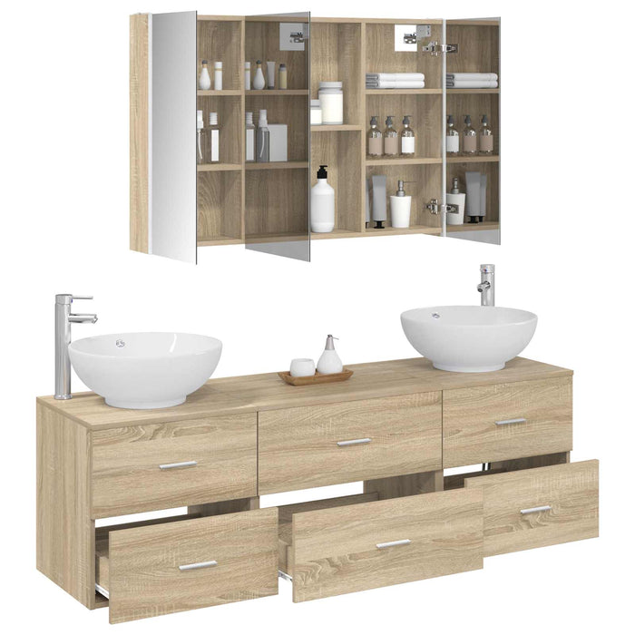 Set de mobilier pentru baie 4 pcs Stejar Sonoma WALTI