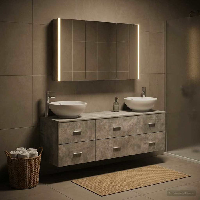 Set de mobilier pentru baie 4 buc. Gri Beton - WALTI WALTI