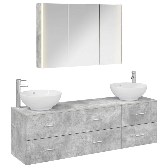 Set de mobilier pentru baie 4 pcs Gri Beton WALTI