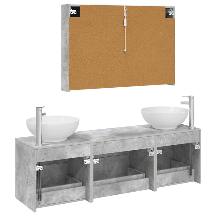 Set de mobilier pentru baie 4 pcs Gri Beton WALTI
