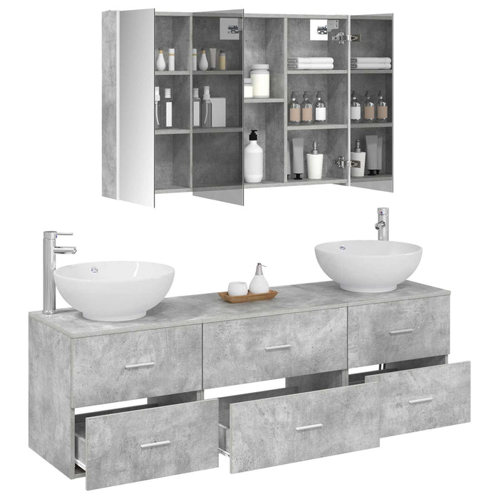 Set de mobilier pentru baie 4 pcs Gri Beton WALTI