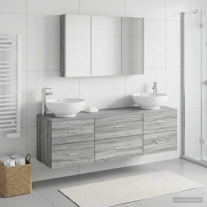 Set de mobilier pentru baie 4 pcs Sonoma gri WALTI