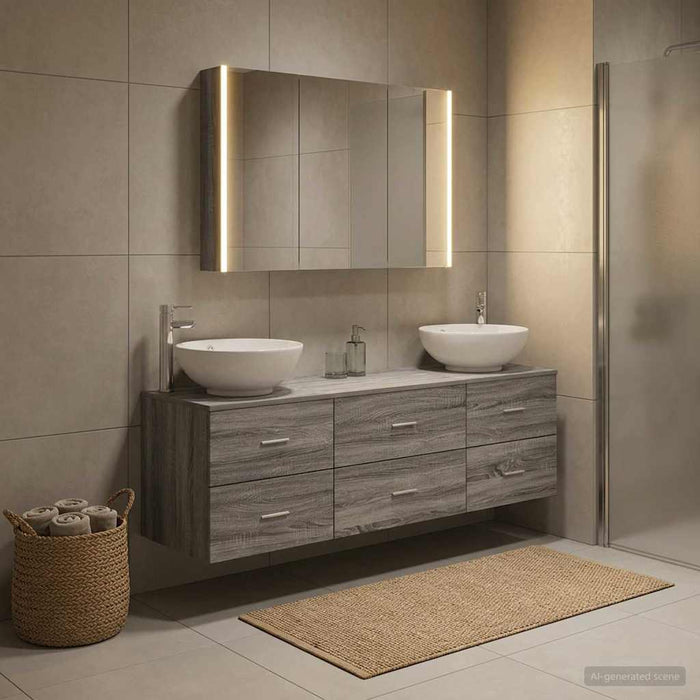 Set de mobilier pentru baie 4 buc. Sonoma gri WALTI